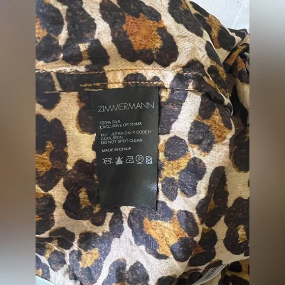 Zimmermann Amelie Tie Shoulder 100% Silk Jumpsuit Leopard Print Size Small/6 - Picture 7 of 8